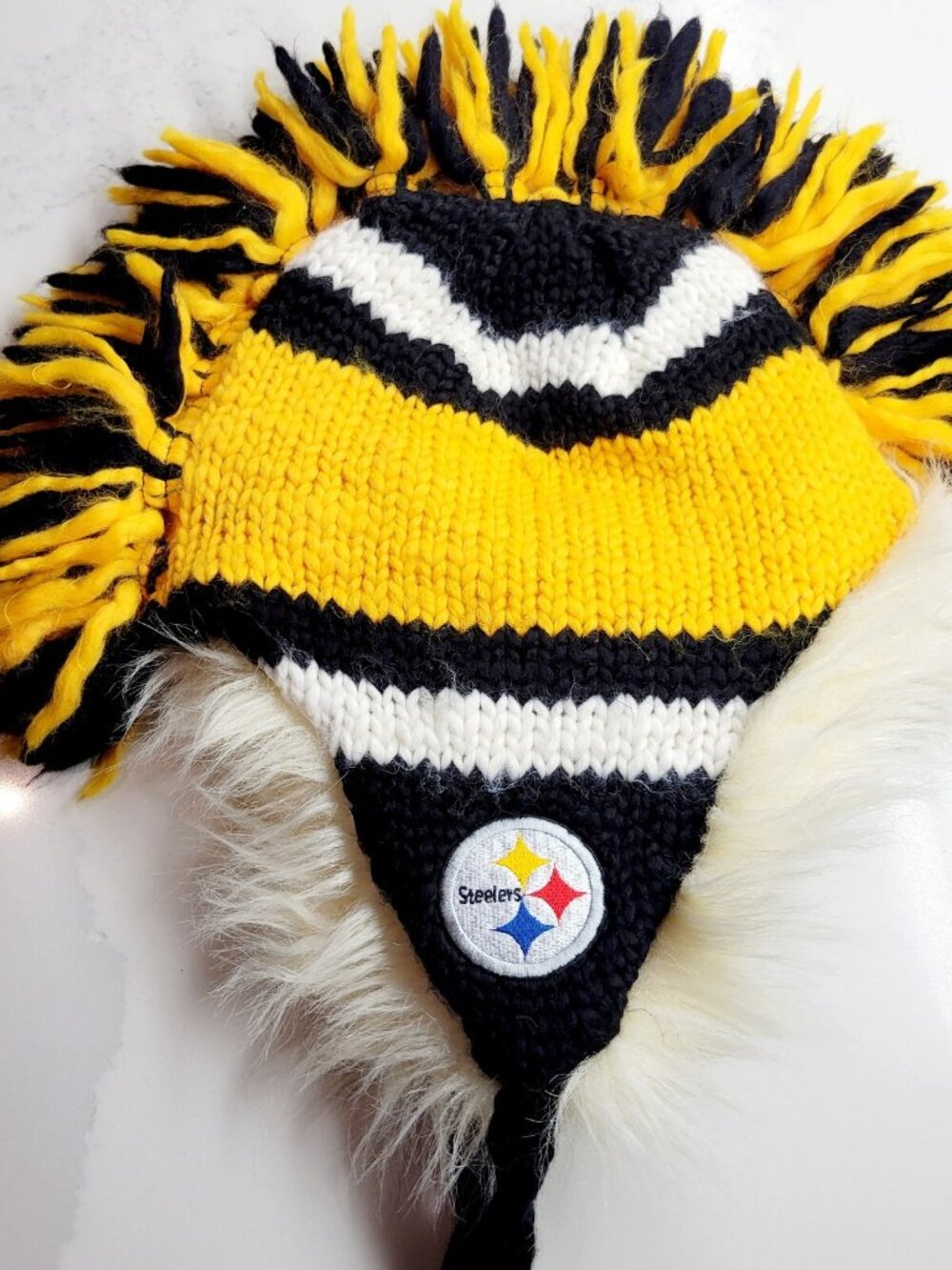 Pittsburgh Steelers NFL Lion Mascot Knit Toque Beanie Hat Black Gold